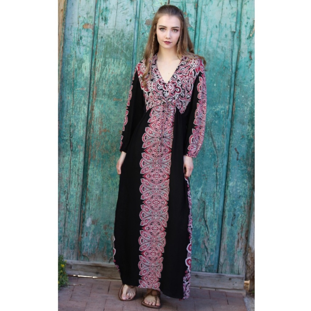 Bohemian floral print maxi dress